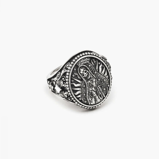 Anello chevalier Nove25 Traditional unisex in argento con Santa Muerte N25ANE00157-2