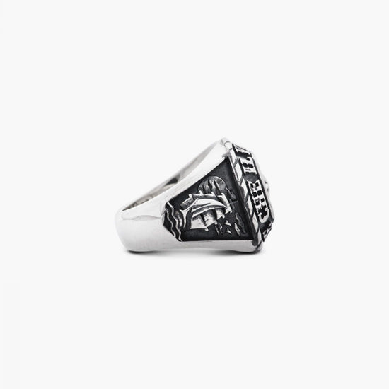 Anello chevalier unisex in argento Nove25 Traditional rosa dei venti nave e ancore N25ANE00169-4