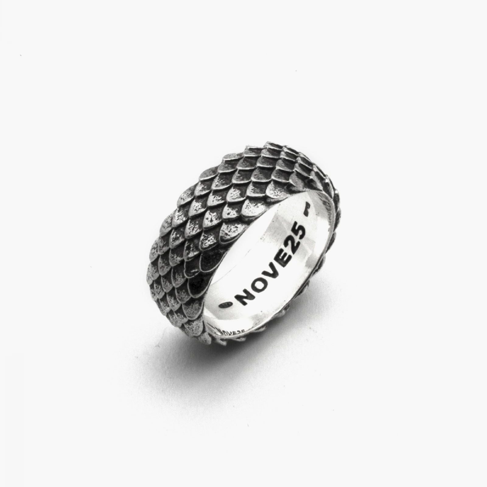 Anello fascia Nove25 Snake unisex in argento con squame serpente N25ANE00255-2