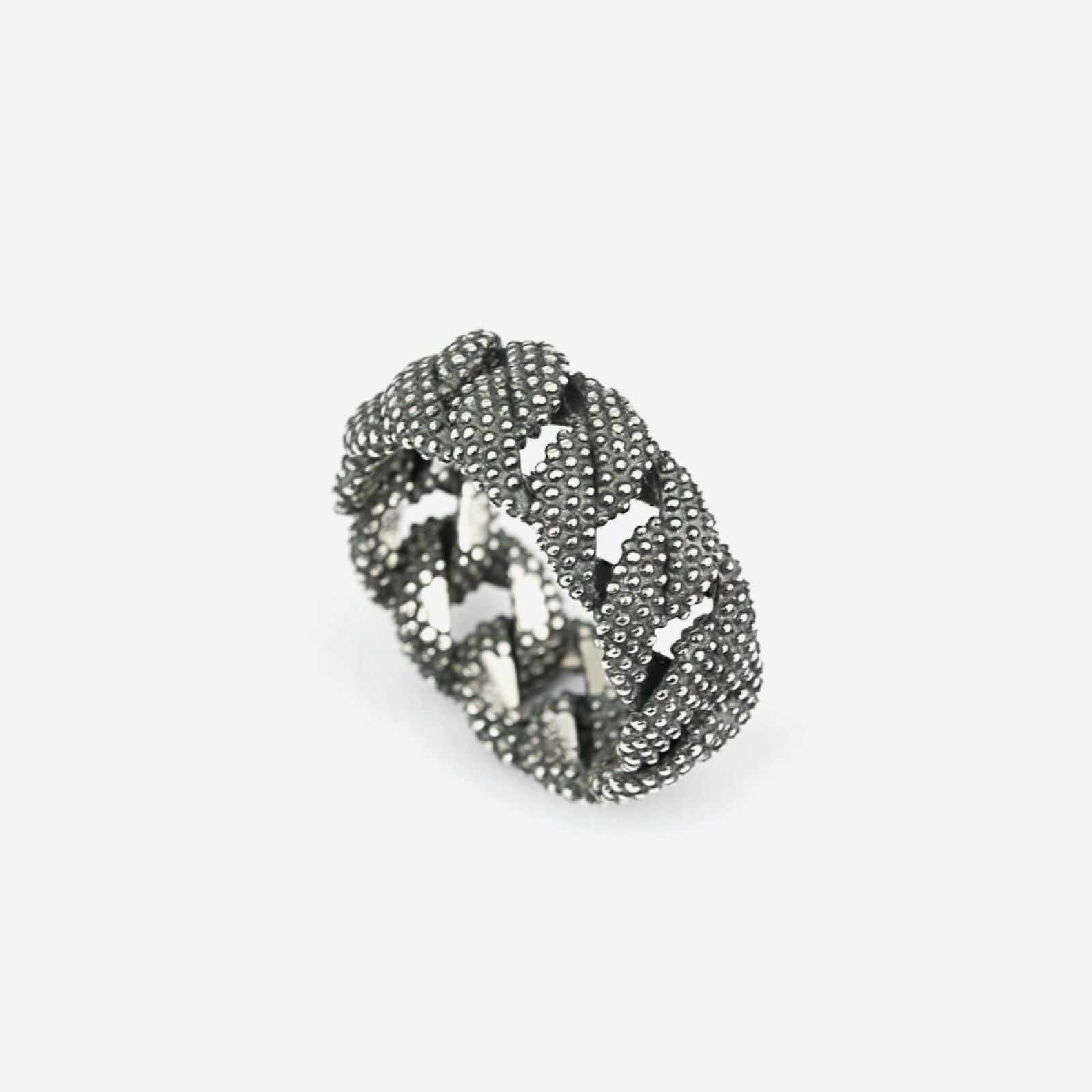 Anello fascia Nove25 Puntinati unisex in argento con catena grumetta e sfere N25ANE00265-2