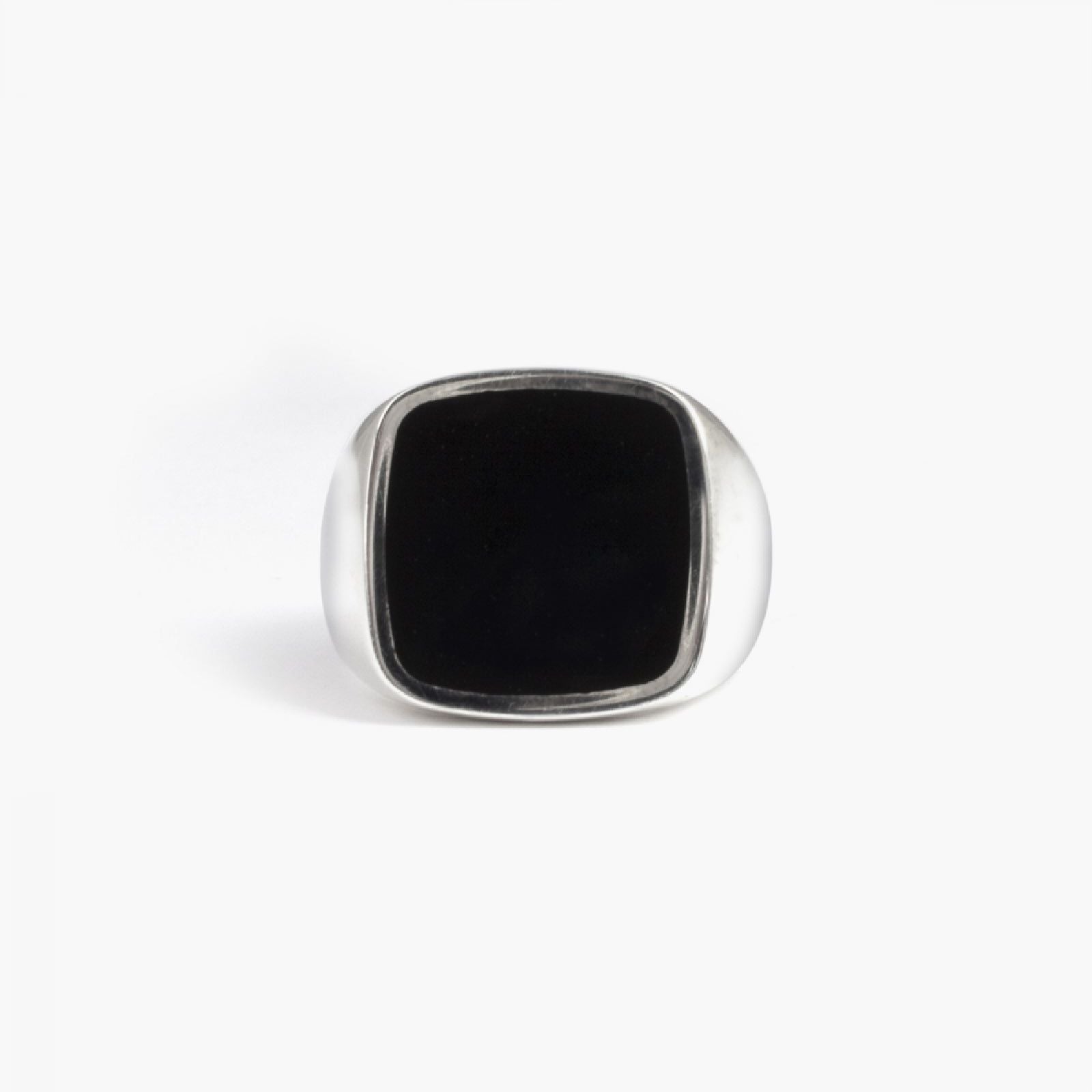Anello chevalier quadrato Nove25 Timeless unisex in argento con smalto nero N25ANE00353-1