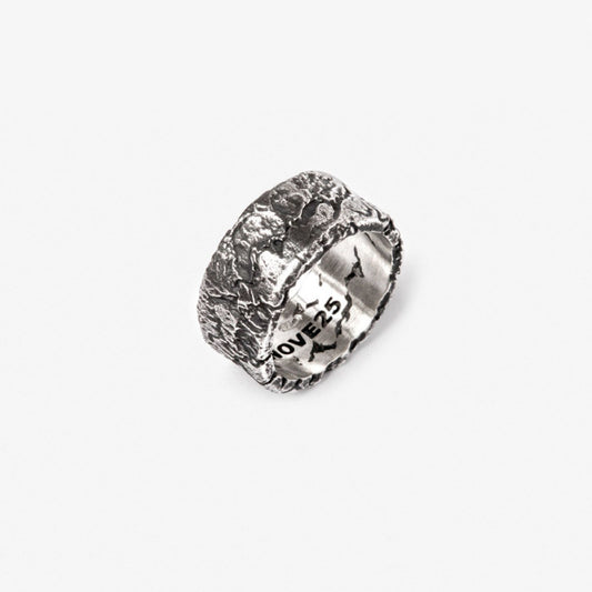 Anello fascia Nove25 Materic unisex in argento lavorato N25ANE00390 N25ANE00390-2