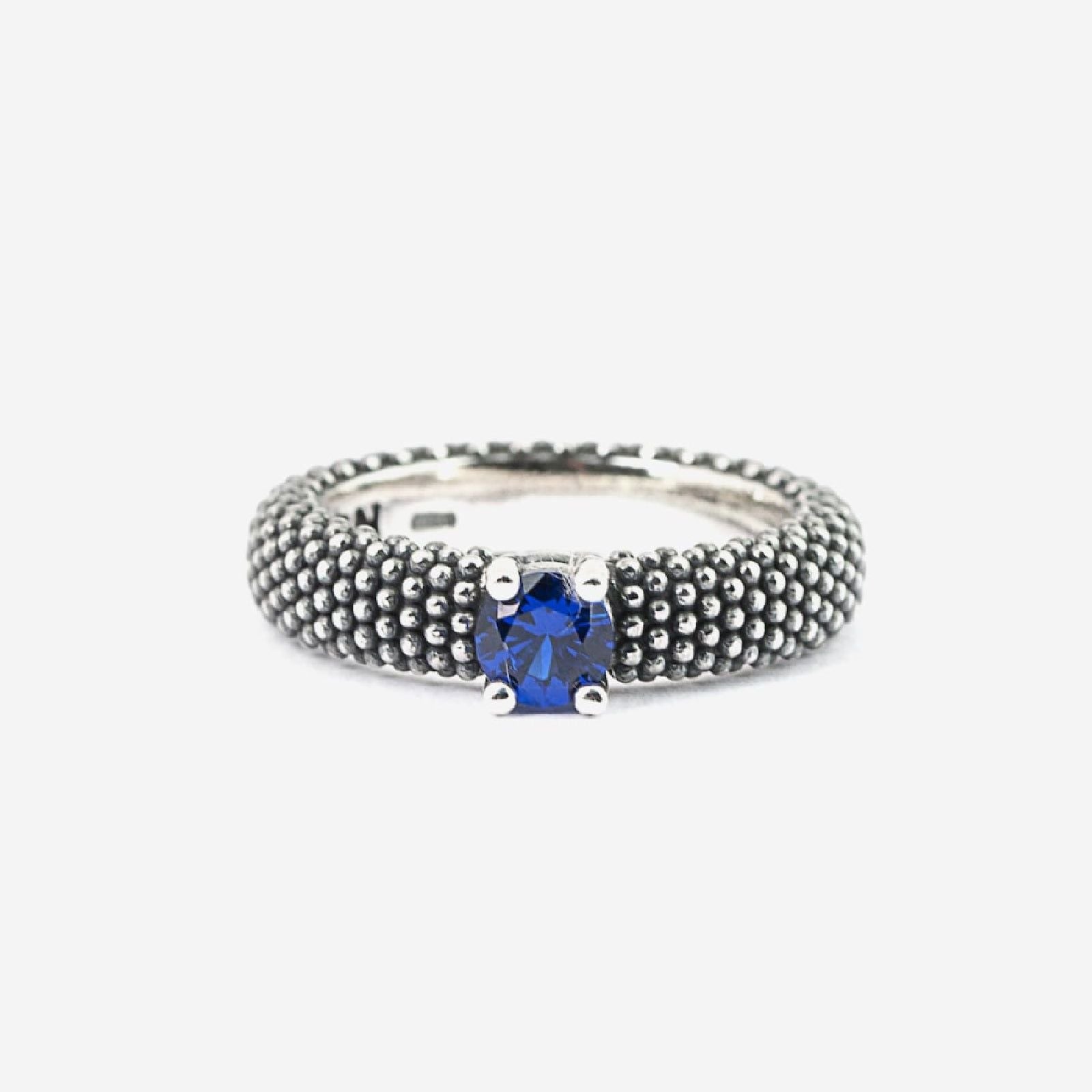 Anello solitario Nove25 Puntinati donna in argento e spinello blu N25ANE00404-1