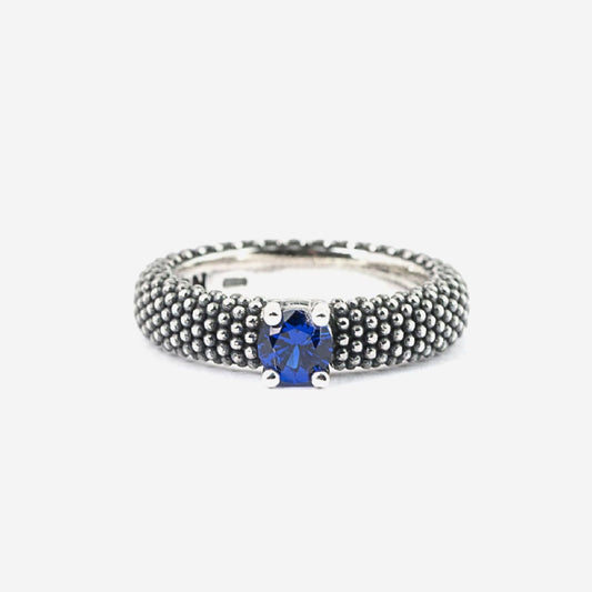 Anello solitario Nove25 Puntinati donna in argento e spinello blu N25ANE00404-1