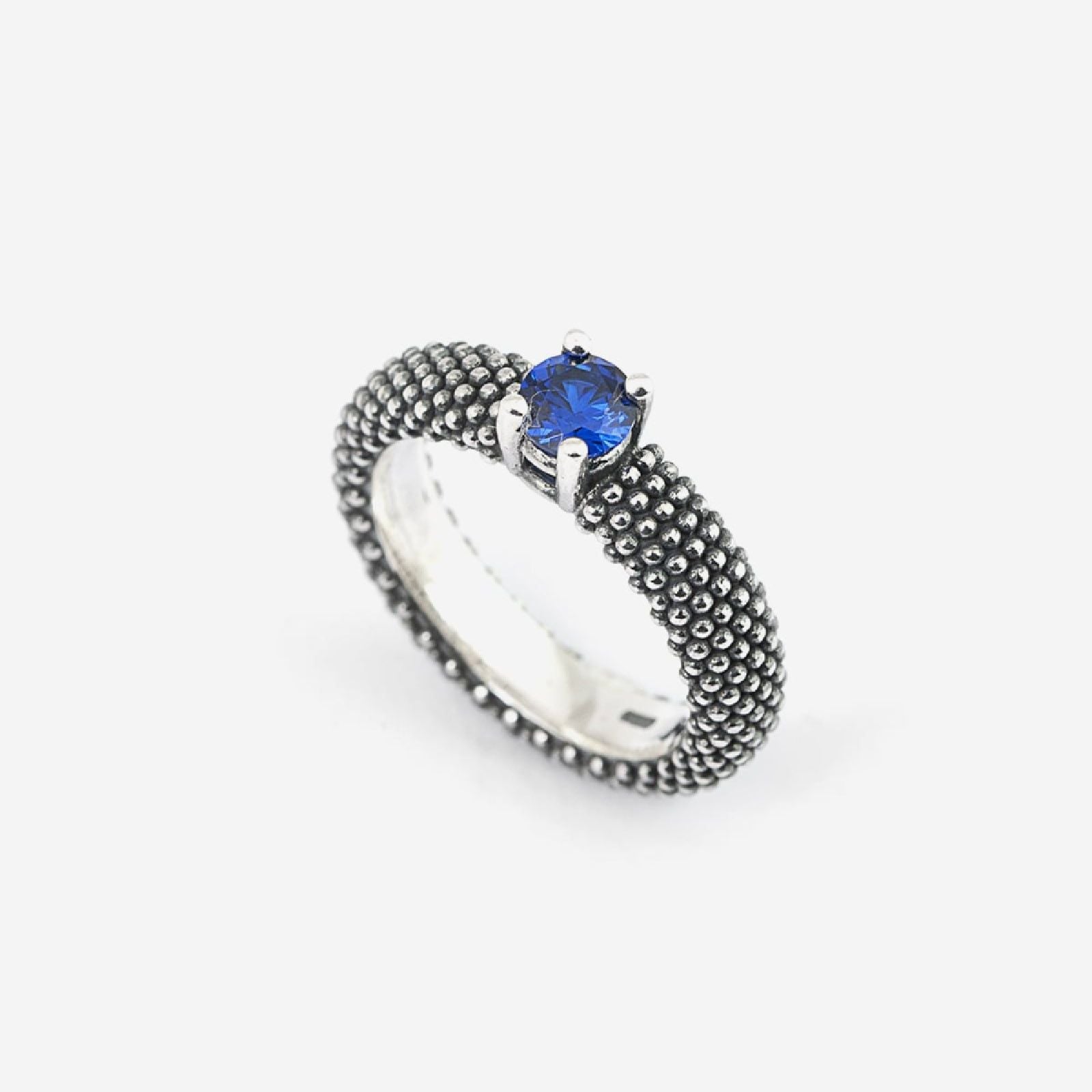 Anello solitario Nove25 Puntinati donna in argento e spinello blu N25ANE00404-3