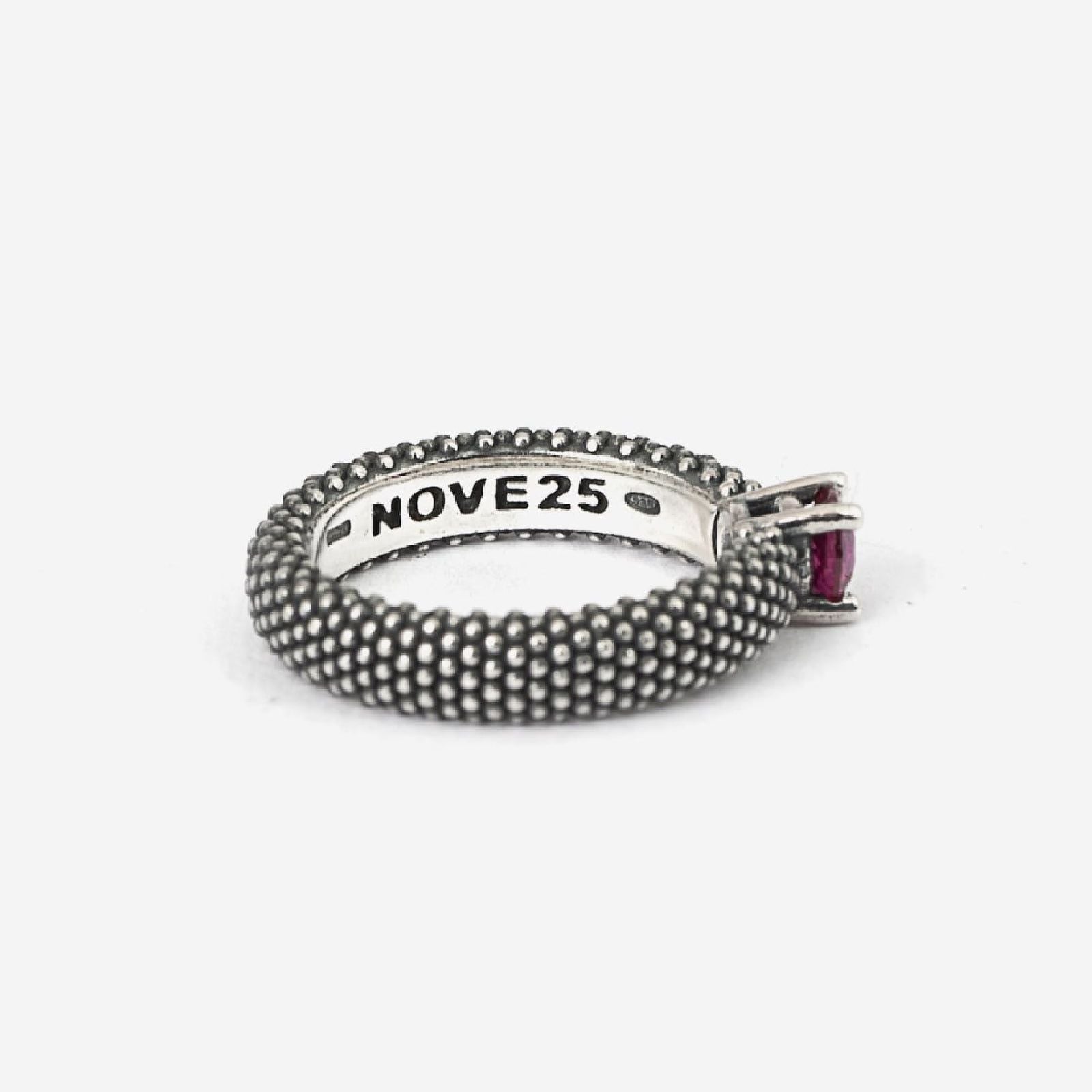 Anello solitario Nove25 Puntinati donna in argento e corindone rosso N25ANE00405-2
