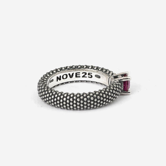 Anello solitario Nove25 Puntinati donna in argento e corindone rosso N25ANE00405-2