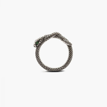 Anello fedina Nove25 Snake unisex in argento a serpente con zirconi verdi N25ANE00422-1