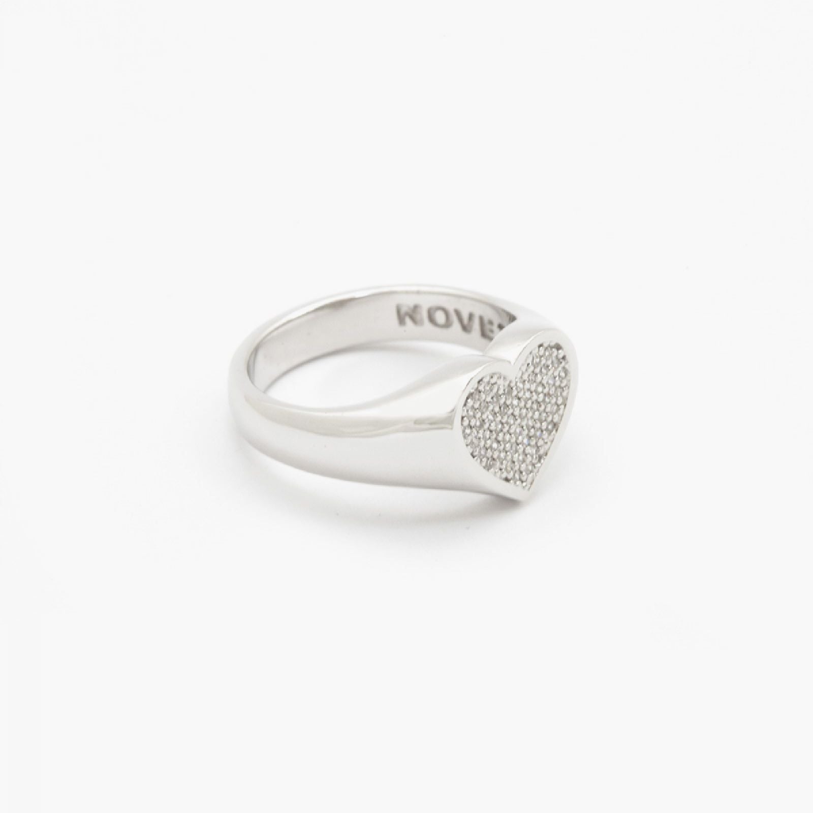 Anello chevalier cuore Nove25 Brillanti donna in argento e pavé di zirconi N25ANE00428-2