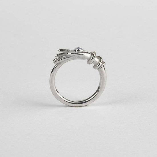 Anello solitario Nove25 Tarot da donna in argento con mano e spinello blu N25ANE00429-3