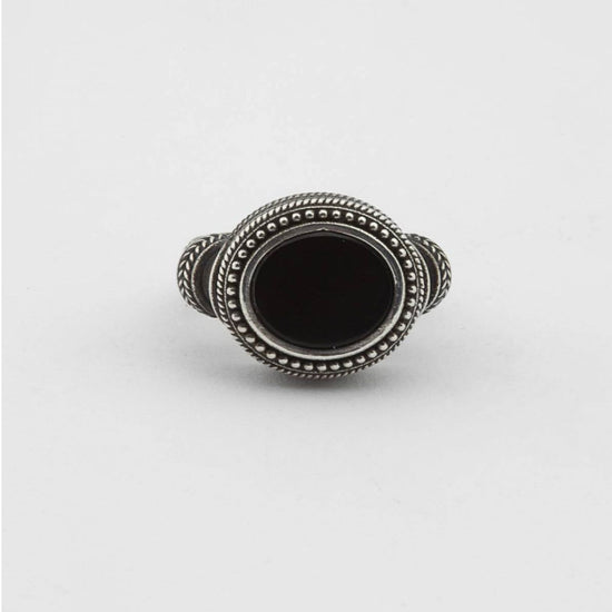 Anello chevalier ovale Nove25 Antique unisex in argento con agata N25ANE00434-1
