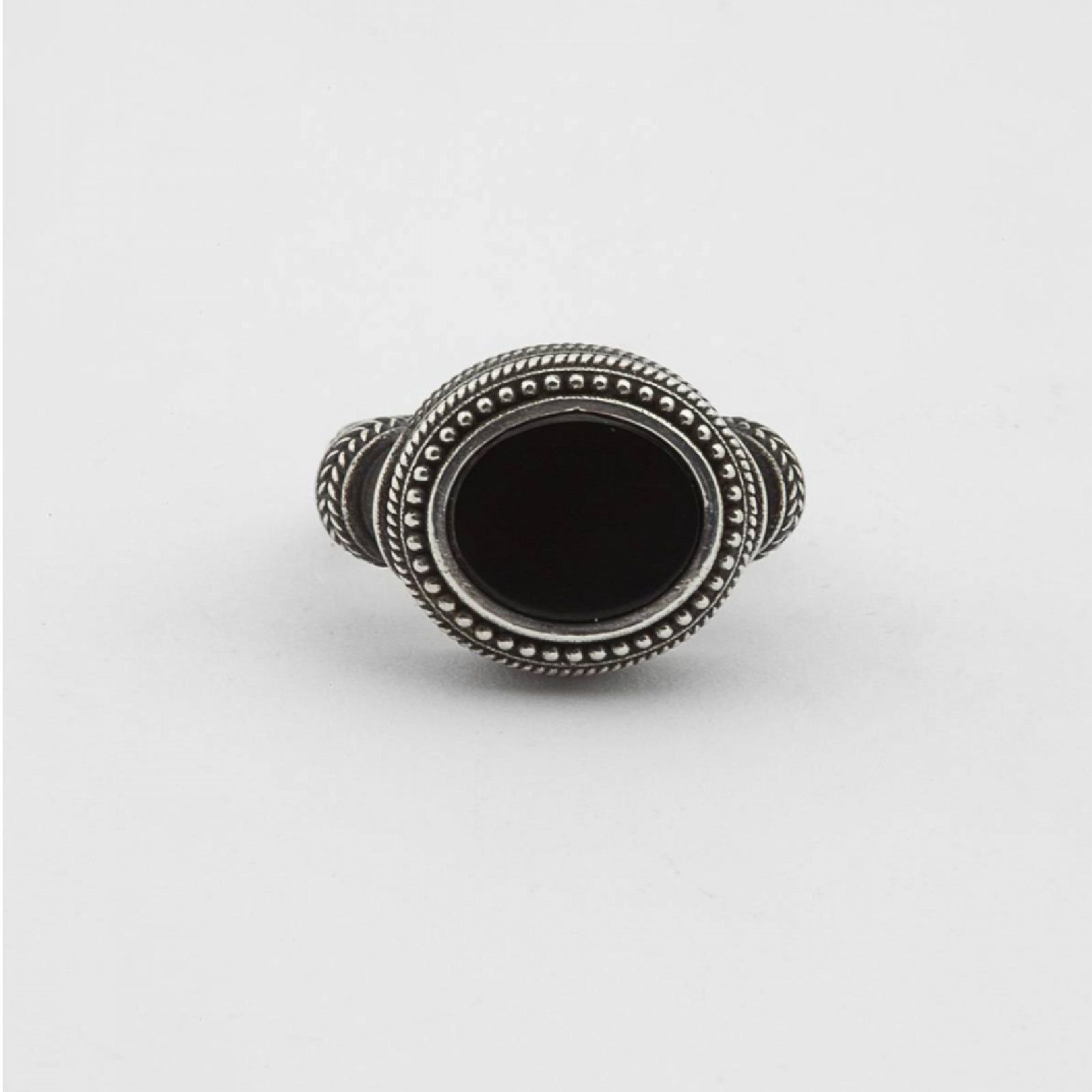 Anello chevalier ovale Nove25 Antique unisex in argento con agata N25ANE00434-1