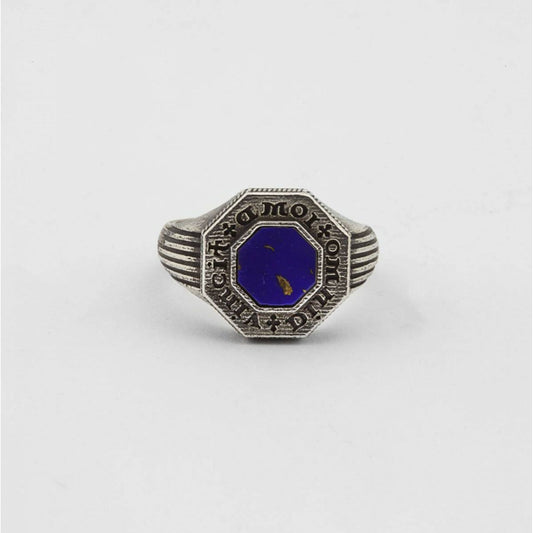 Anello chevalier ottagonale Nove25 Antique unisex in argento con lapis N25ANE00436-1