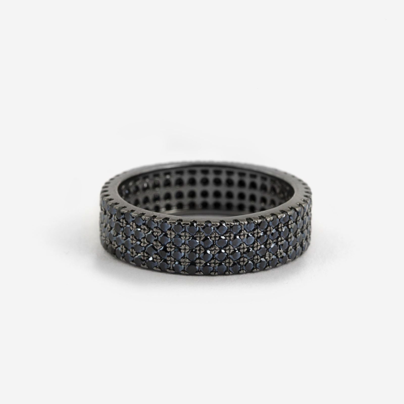 Anello fascia H6 Nove25 Brillanti unisex in argento nero e zirconi neri N25ANE00448-1