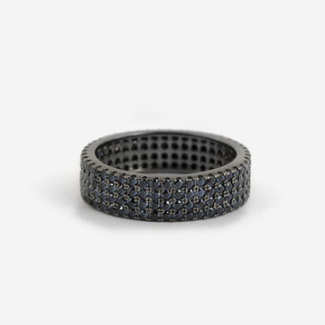 Anello fascia H6 Nove25 Brillanti unisex in argento nero e zirconi neri N25ANE00448-1