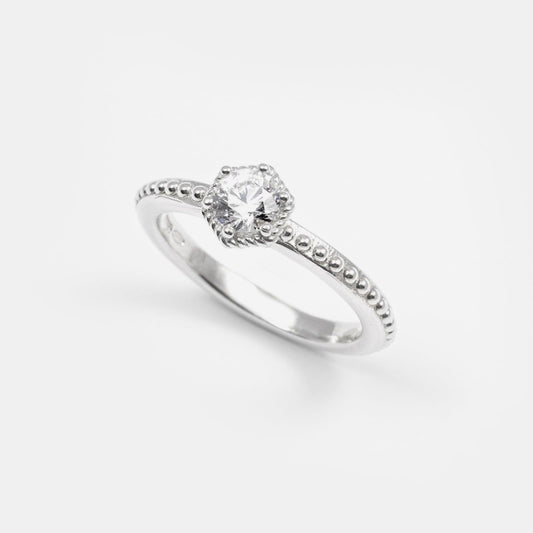 Anello solitario Nove25 Opulence da donna in argento con zircone e sfere N25ANE00483-1