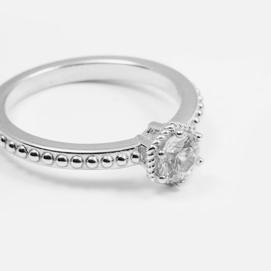 Anello solitario Nove25 Opulence da donna in argento con zircone e sfere N25ANE00483-2