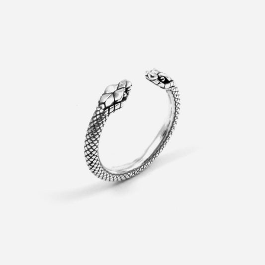 Anello fedina aperto Nove25 Snake unisex in argento con teste di serpenti N25ANE00510-1