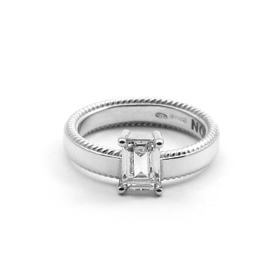 Anello solitario donna Nove25 Opulence argento rodio superficie liscia e zircone N25ANE00540-1