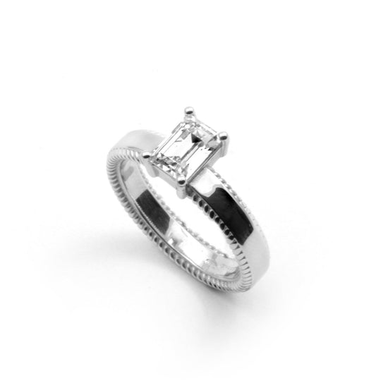 Anello solitario donna Nove25 Opulence argento rodio superficie liscia e zircone N25ANE00540-2