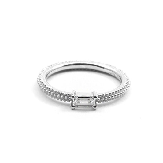 Anello solitario donna Nove25 Opulence argento rodio puntinata e zircone N25ANE00541-1
