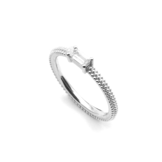 Anello solitario donna Nove25 Opulence argento rodio puntinata e zircone N25ANE00541-2