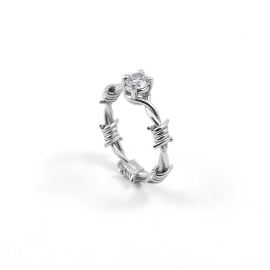 Anello donna Nove25 Filo Spinato in argento con filo spinato e zircone N25ANE00542-1