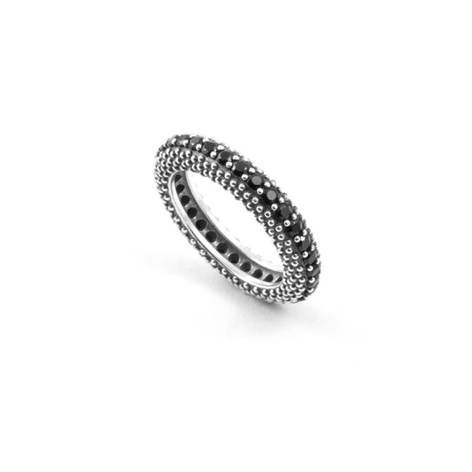 Anello tuttogiro unisex Nove25 Puntinati in argento con zirconi neri e decorazione N25ANE00544-1