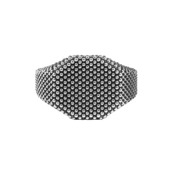 Anello chevalier unisex Nove25 Puntinati in argento a forma ottagonale N25ANE00547-1