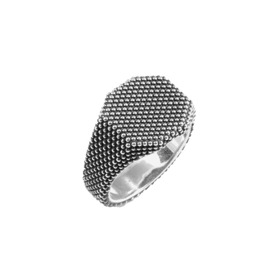 Anello chevalier unisex Nove25 Puntinati in argento a forma ottagonale N25ANE00547-2