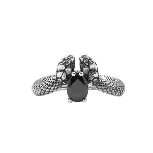 Anello unisex Nove25 Snake in argento con due serpenti e uno zircone nero N25ANE00551-1