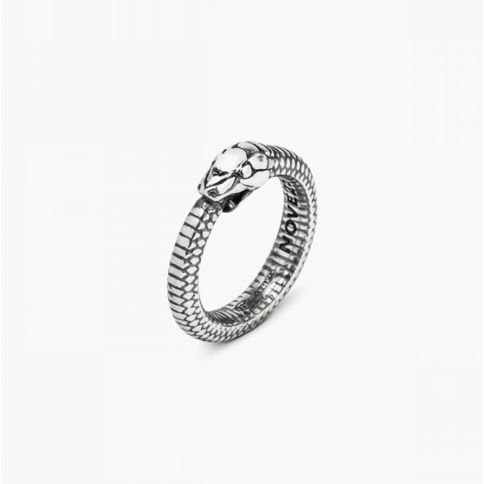 Anello Nove25 Snake Uroboro unisex in argento a serpente N25ANEBL277-1