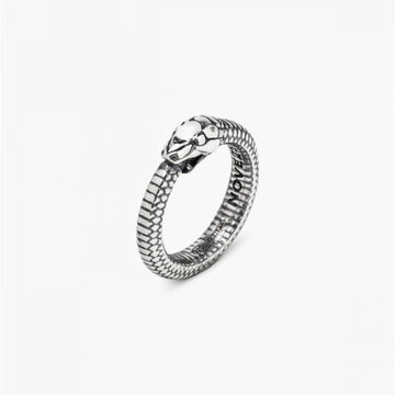 Anello Nove25 Snake Uroboro unisex in argento a serpente N25ANEBL277-1