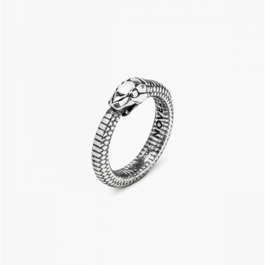 Anello Nove25 Snake Uroboro unisex in argento a serpente N25ANEBL277-1