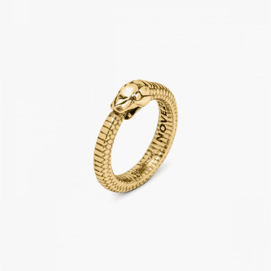 Anello Nove25 Snake Uroboro unisex in argento dorato a serpente N25ANEOG277-1