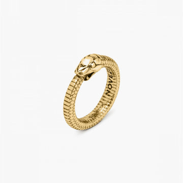 Anello Nove25 Snake Uroboro unisex in argento dorato a serpente N25ANEOG277-1