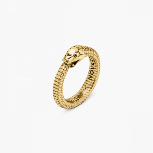 Anello Nove25 Snake Uroboro unisex in argento dorato a serpente N25ANEOG277-1