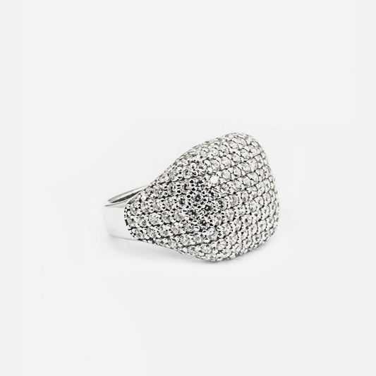 Anello chevalier Nove25 Brillanti unisex in argento con pavé zirconi bianchi N25ANEST289-1