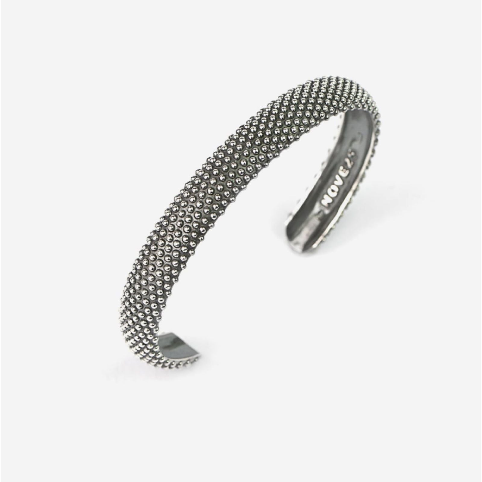 Bracciale rigido aperto Nove25 Puntinati unisex in argento con piccole sfere N25BRA00093-1