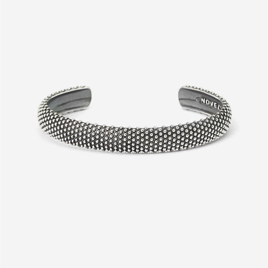 Bracciale rigido aperto Nove25 Puntinati unisex in argento con piccole sfere N25BRA00093-2