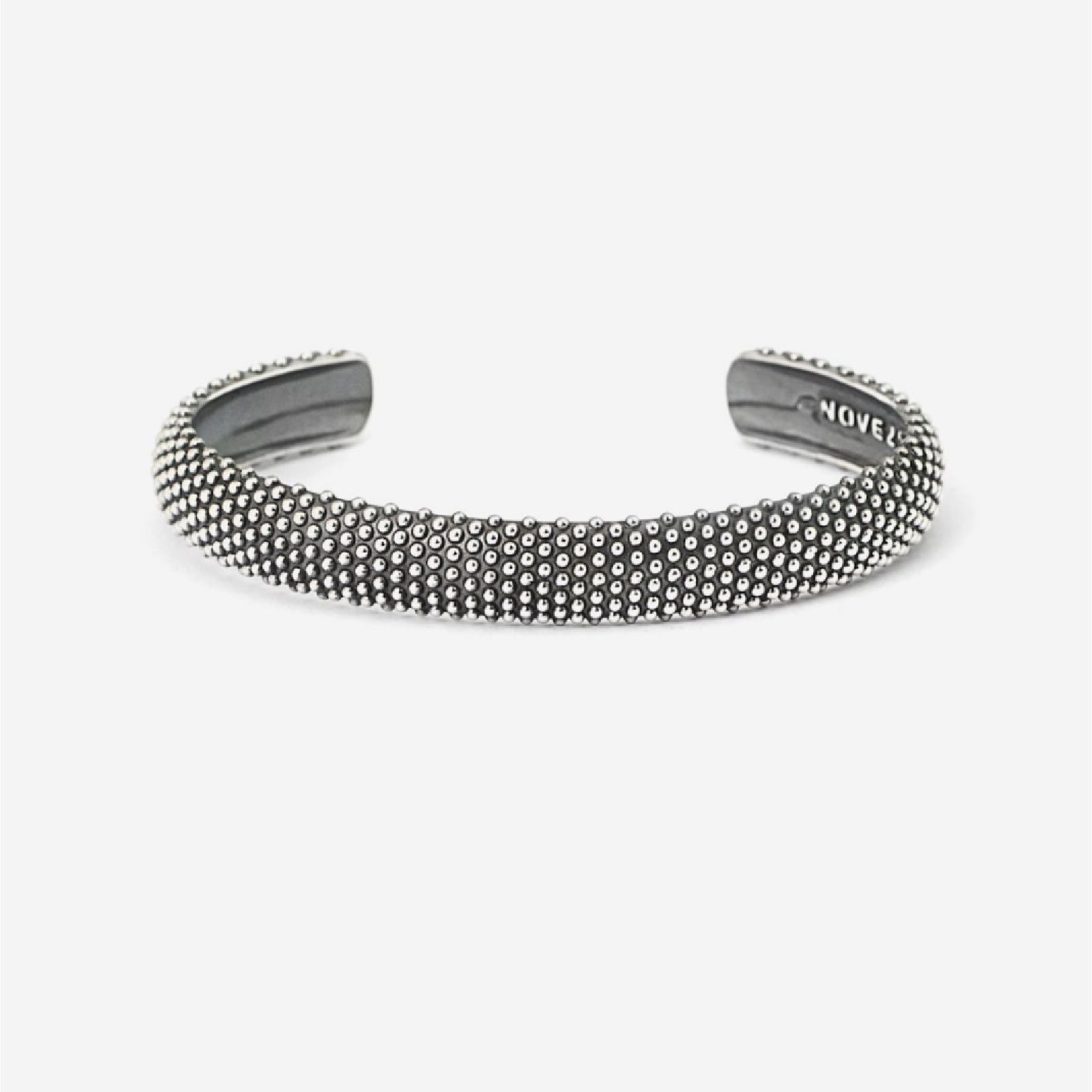 Bracciale rigido aperto Nove25 Puntinati unisex in argento con piccole sfere N25BRA00093-2