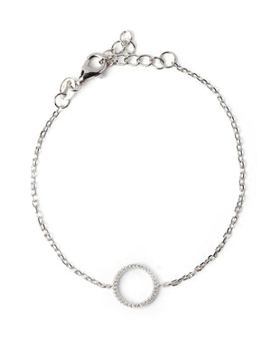 Bracciale catena da donna della collezione Nove25 Brillanti in argento 925 rodio con cerchio centrale zirconia cubica N25BRA00118