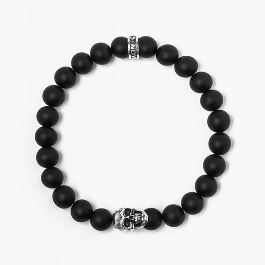 Bracciale Nove25 Traditional uomo agata nera 080 e teschio argento N25BRA00247-1