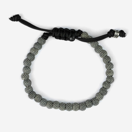 Bracciale corda nera Nove25 Puntinati unisex con sfere in argento N25BRA00326-2