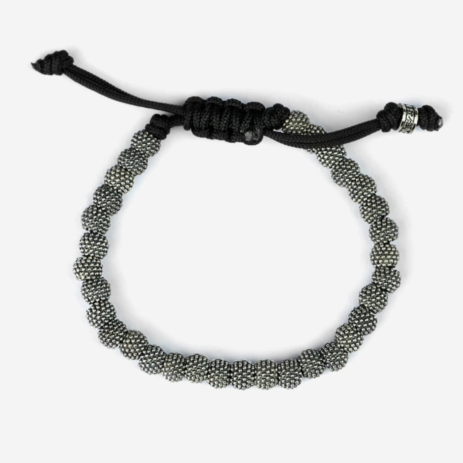 Bracciale corda nera Nove25 Puntinati unisex con sfere in argento N25BRA00326-2