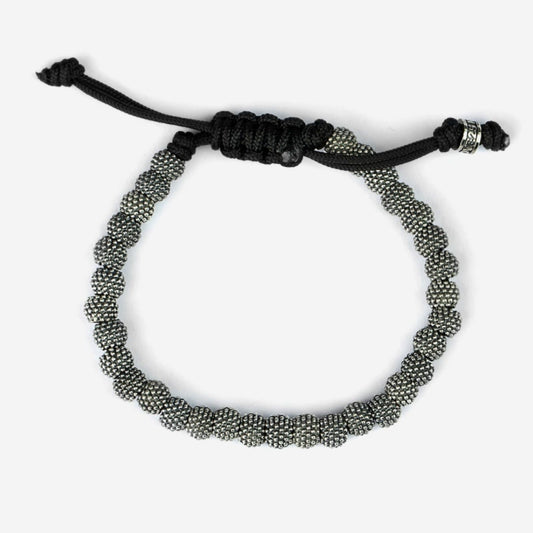 Bracciale corda nera Nove25 Puntinati unisex con sfere in argento N25BRA00326-2