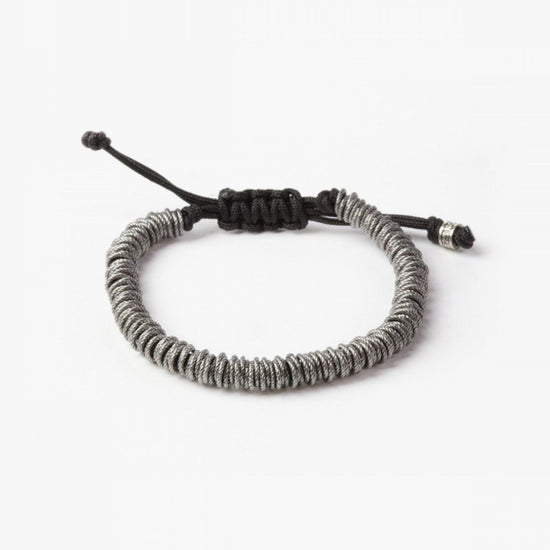 Bracciale corda nera Nove25 Puntinati unisex con maglie in argento N25BRA00328-1