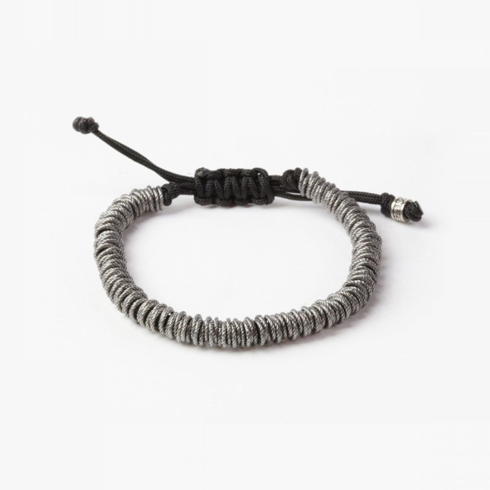 Bracciale corda nera Nove25 Puntinati unisex con maglie in argento N25BRA00328-1