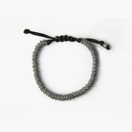 Bracciale corda nera Nove25 Puntinati unisex con maglie in argento N25BRA00328-2
