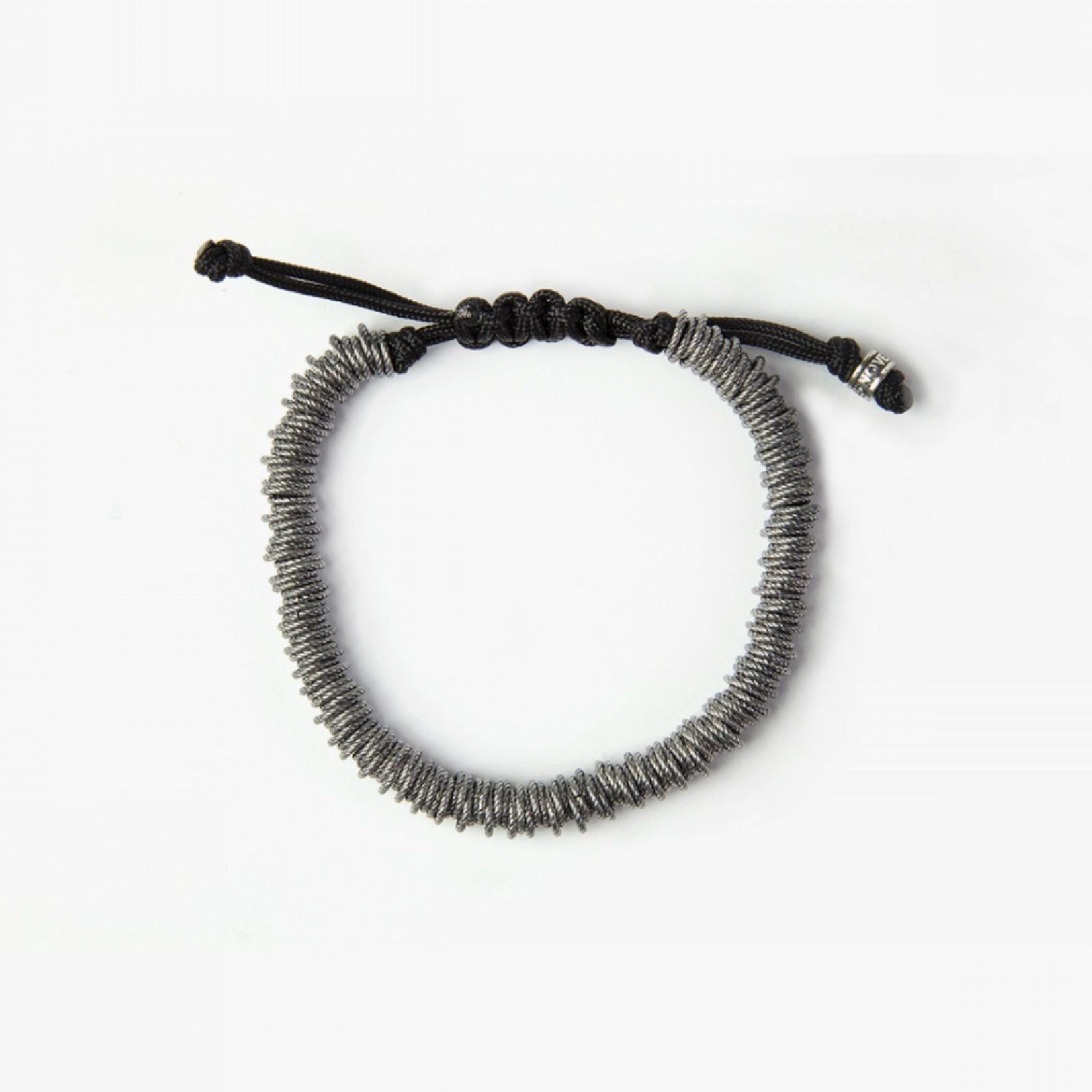 Bracciale corda nera Nove25 Puntinati unisex con maglie in argento N25BRA00328-2